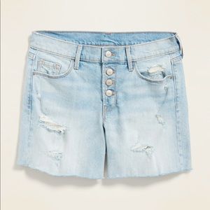 NWOT mid-rise Distressed Button-Fly Cut-Off shorts